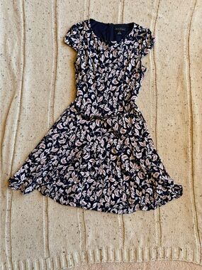 Jessica Howard Navy Floral Fit & Flare Dress with Pink Accents